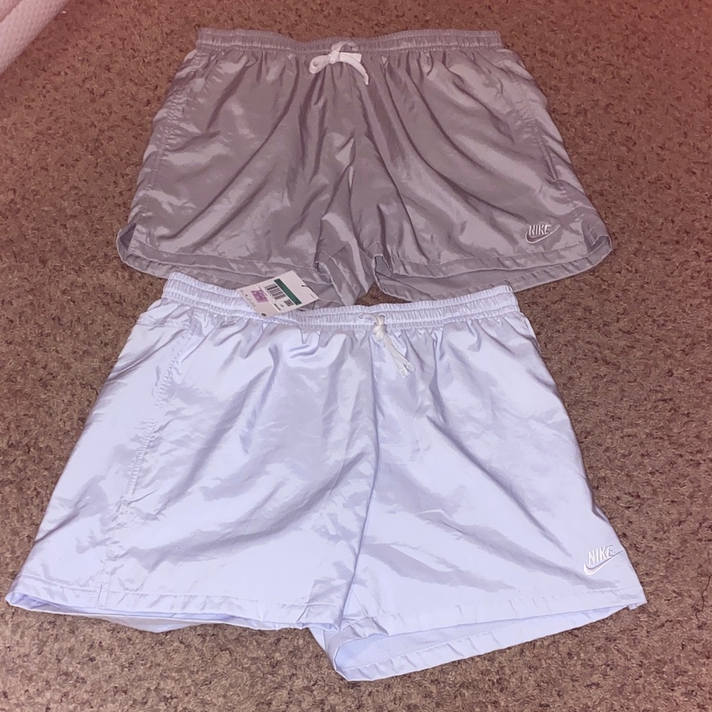Nike Woven Athletic Shorts in Gray and Sky Blue
